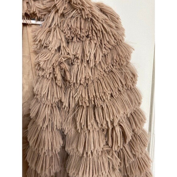 Shaggy Fringe Faux Fur Jacket – Festive Holiday Party Dressy, Vintage Glam M - Picture 3 of 12